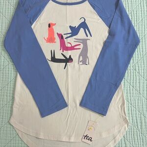 Tea Collection “Dogs” Graphic Raglan Tee. - - - - Size : 14.